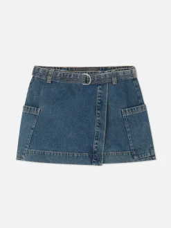 Clearance Primark Mini-jupe Drapée En Denim Bleu moyen