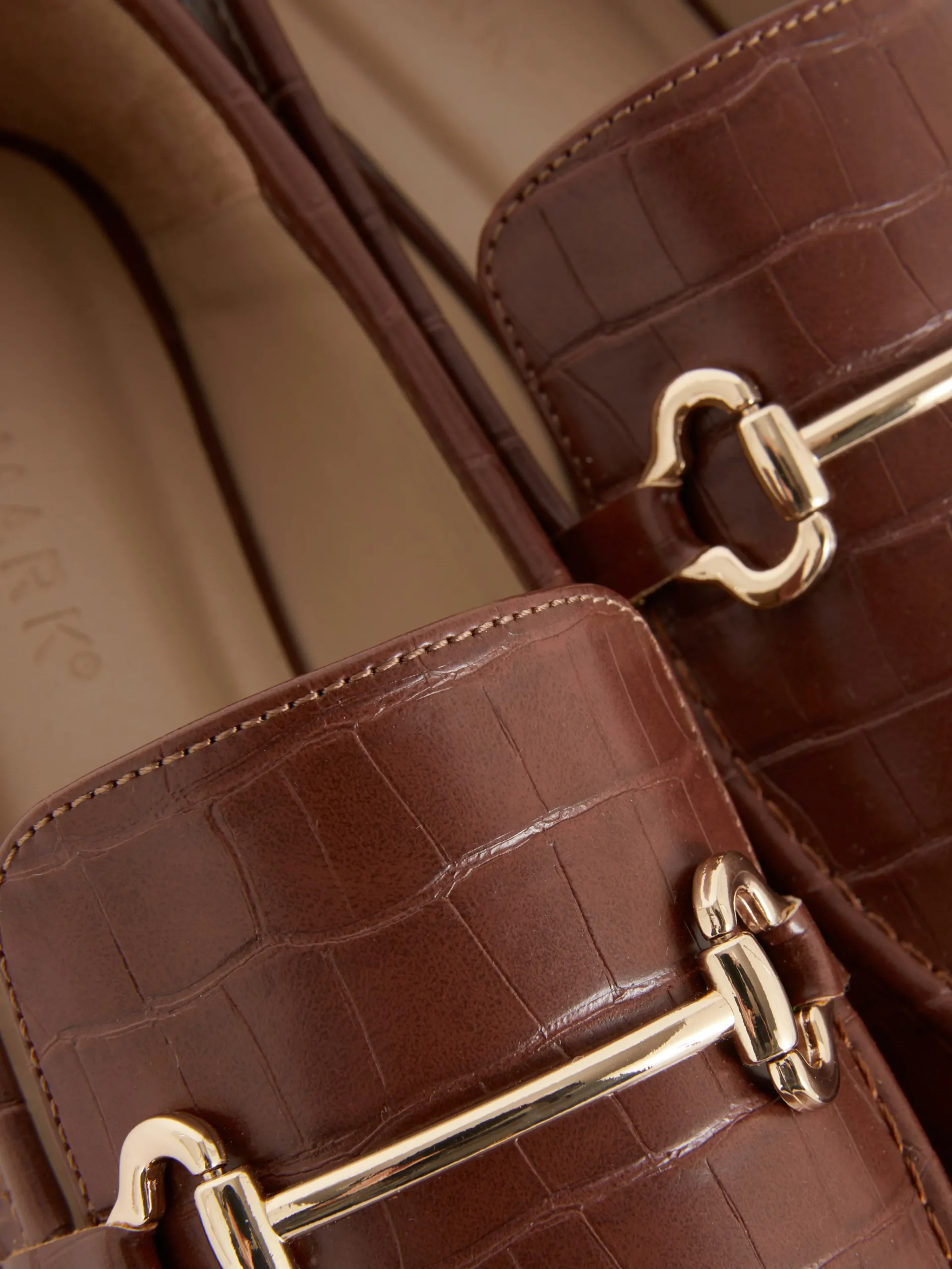 New Primark Mocassins En Simili Cuir à Mors Marron