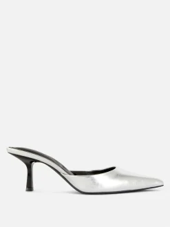 Best Primark Mules à Talon Et Bout Pointu Argent