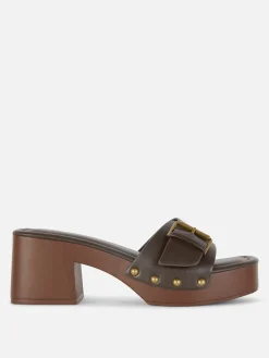 Hot Primark Mules Sabots à Talons épais Rita Ora Chocolat