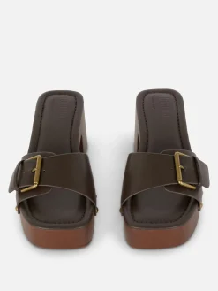 Hot Primark Mules Sabots à Talons épais Rita Ora Chocolat