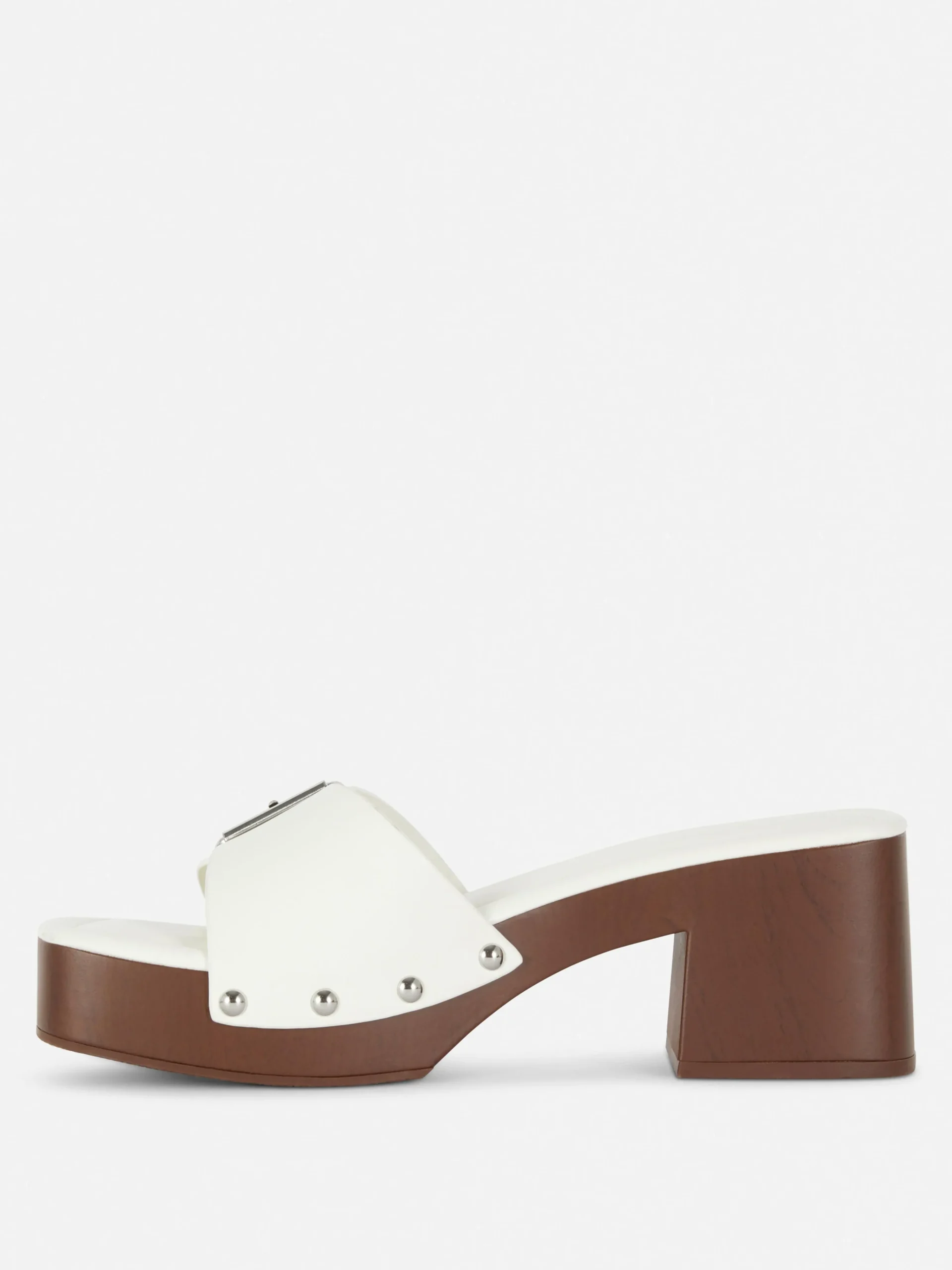 Discount Primark Mules Sabots à Talons épais Rita Ora Blanc