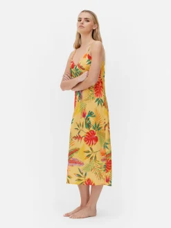 Sale Primark Nuisette En Satin à Imprimé Tropical Jaune