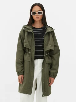 Best Primark Parka Imperméable à Cordon De Serrage Kaki