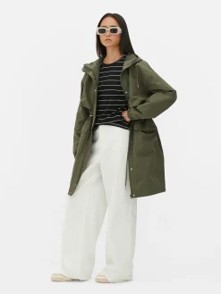 Best Primark Parka Imperméable à Cordon De Serrage Kaki