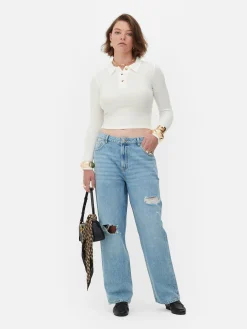 Hot Primark Polo Côtelé à Manches Longues Rita Ora Ivoire