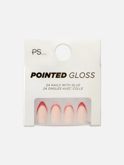 Clearance Primark PS... Faux Ongles à Pointe Brillante Contrastée Rouge