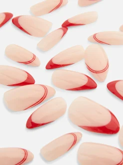 Clearance Primark PS... Faux Ongles à Pointe Brillante Contrastée Rouge