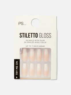 Clearance Primark PS... Faux Ongles Brillants Stiletto Effet Dégradé Nude