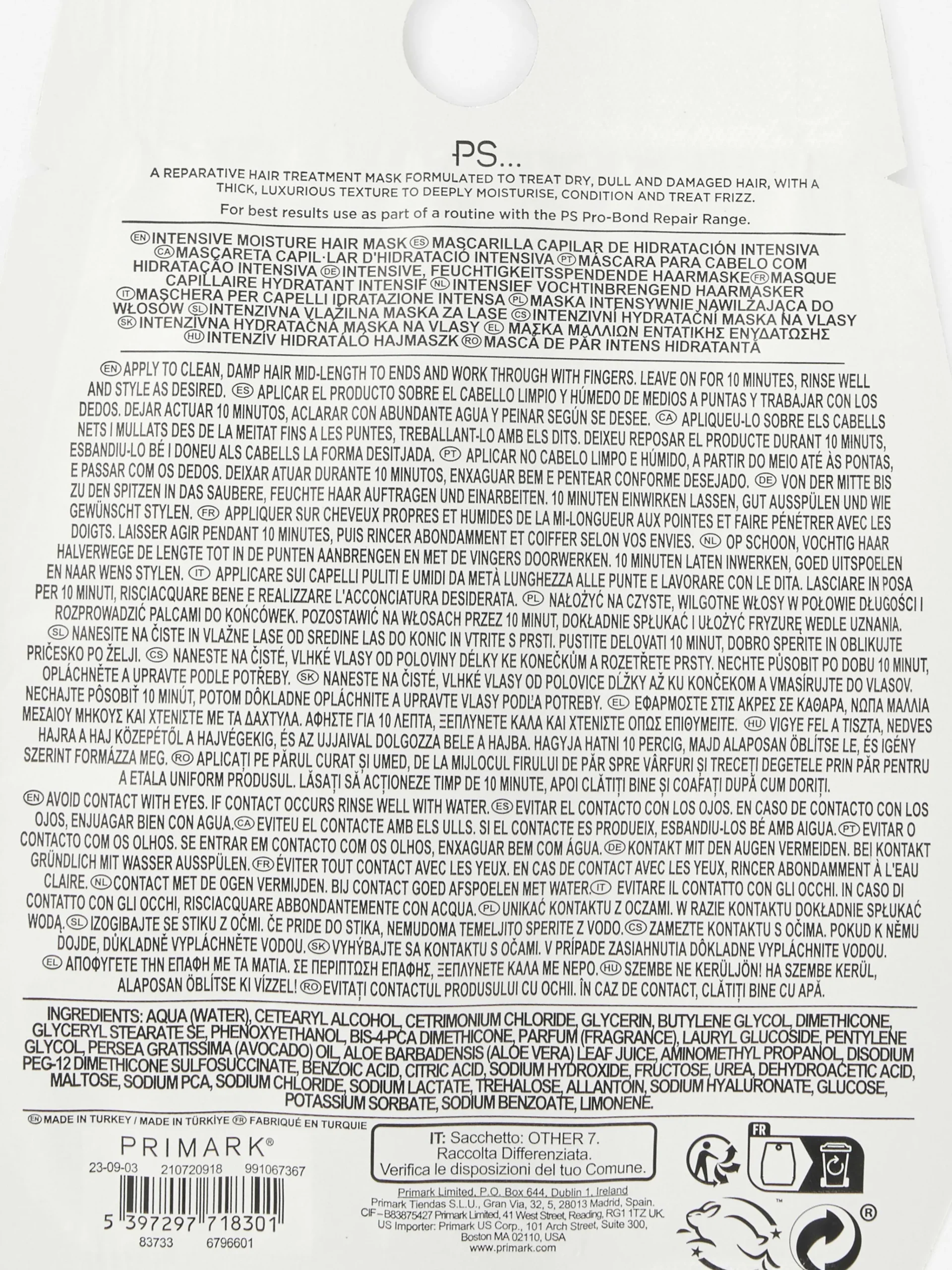 Online Primark PS... Pro Masque Hydratant Réparateur Bond Blanc