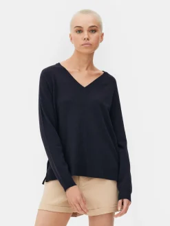 Online Primark Pull à Col En V Essential Bleu marine