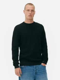 Sale Primark Pull à Col Ras-du-cou En Point De Panier Tressé Noir
