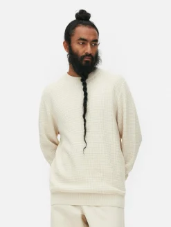 Sale Primark Pull à Col Ras-du-cou En Point De Panier Tressé Écru
