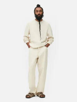 Sale Primark Pull à Col Ras-du-cou En Point De Panier Tressé Écru