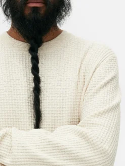 Sale Primark Pull à Col Ras-du-cou En Point De Panier Tressé Écru