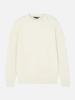 Sale Primark Pull à Col Ras-du-cou En Point De Panier Tressé Écru