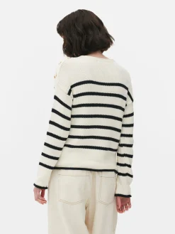 Online Primark Pull à Rayures Et épaules En Treillage Ivoire
