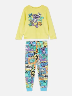New Primark Pyjama à Imprimé Robot Citron vert