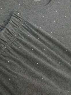 Discount Primark Pyjama à Manches Courtes En Jersey Imprimé Anthracite