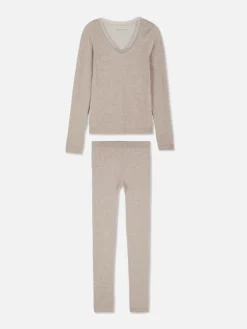 Best Primark Pyjama à Manches Longues Avec Finitions En Dentelle Moka