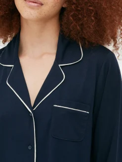 Best Primark Pyjama Boyfriend En Jersey à Manches Longues Bleu marine