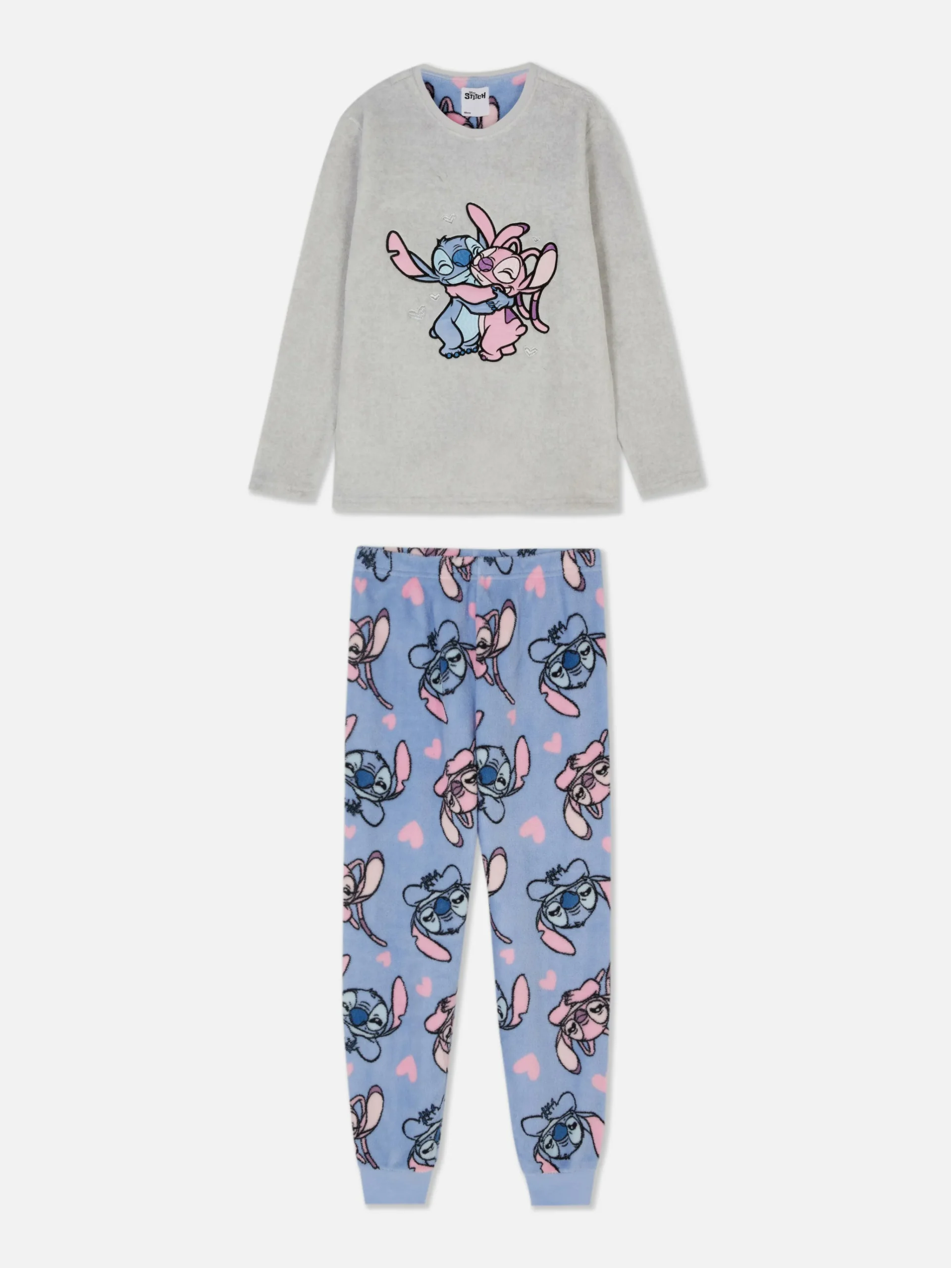 Best Primark Pyjama Confortable Disney Stitch & Angel Pour Ado Gris chiné