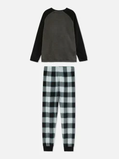 Primark Pyjama En Velours à Carreaux Noir