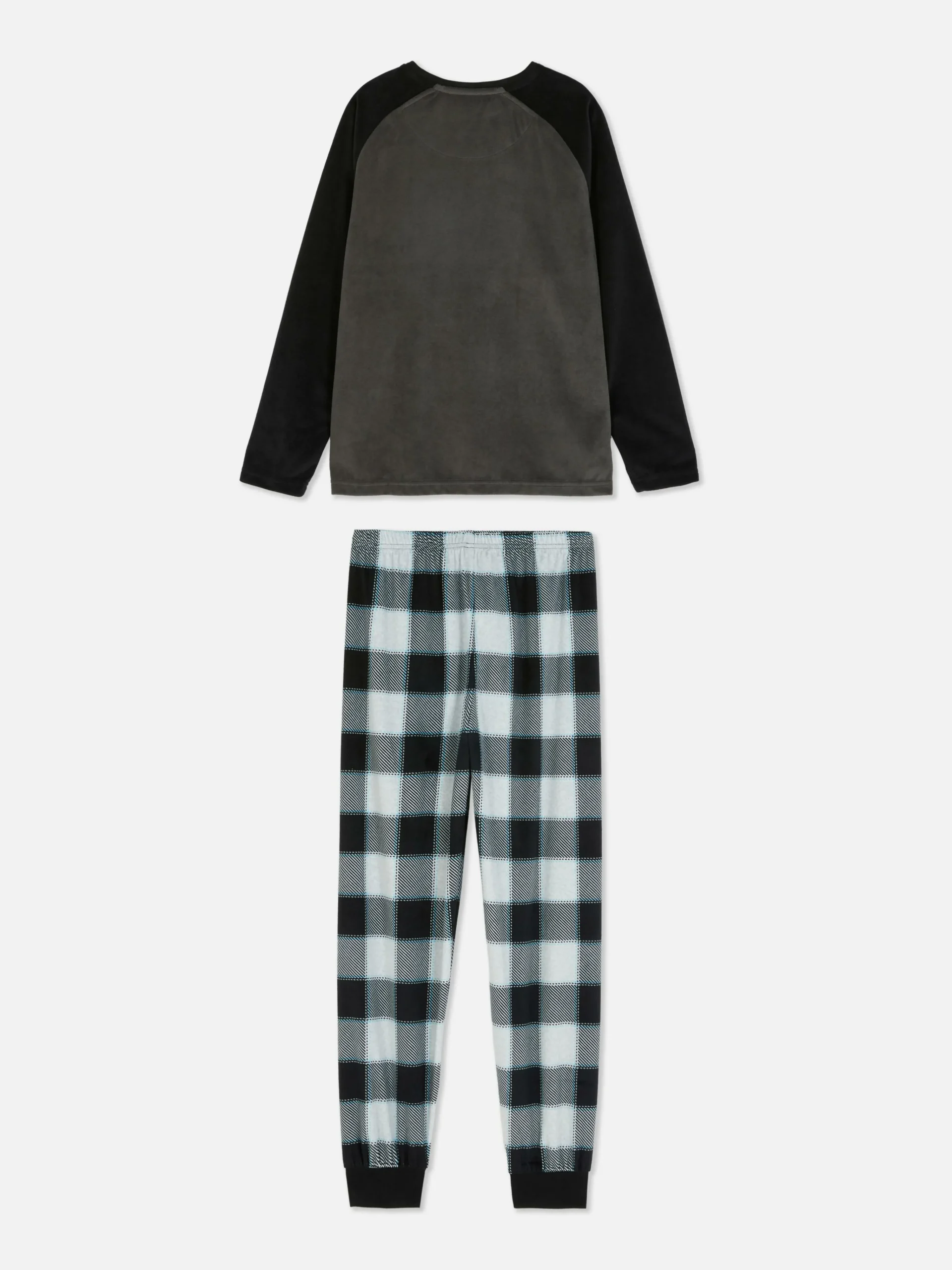 Primark Pyjama En Velours à Carreaux Noir