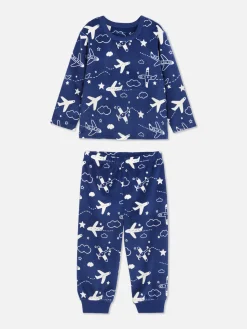 Online Primark Pyjama En Velours Graphique Bleu
