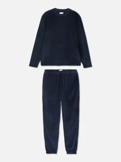 Online Primark Pyjama Long En Molleton Bleu marine