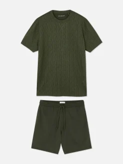 Primark Pyjama Short Texturé Kaki