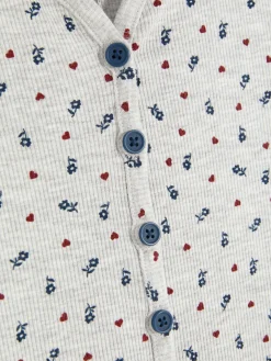 Best Primark Pyjama Style Barboteuse Côtelé à Petites Fleurs Gris