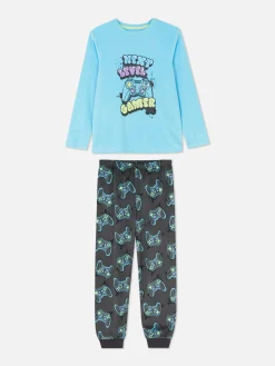 Clearance Primark Pyjama T-shirt Et Bas à Motif Manette De Jeu Vidéo Bleu