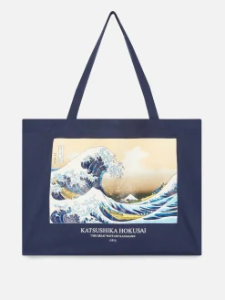 Primark Sac En Toile Hosukai La Grande Vague Bleu marine