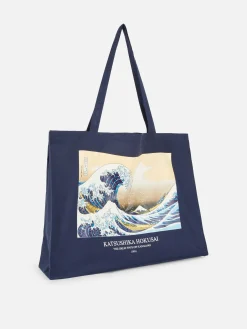 Primark Sac En Toile Hosukai La Grande Vague Bleu marine
