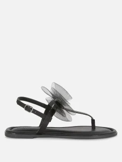 New Primark Sandales à Nœud En Maille, Pointure Large Noir