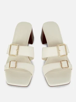 Online Primark Sandales à Talon Bloc Avec Boucles Blanc