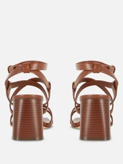 Sale Primark Sandales à Talon Carré Et Lanière Croisée Fauve