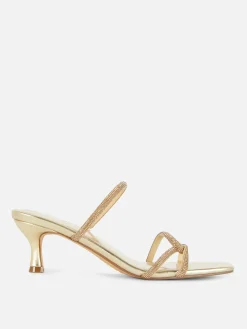 Primark Sandales Fantaisie à Talons Bas Doré