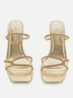 Primark Sandales Fantaisie à Talons Bas Doré