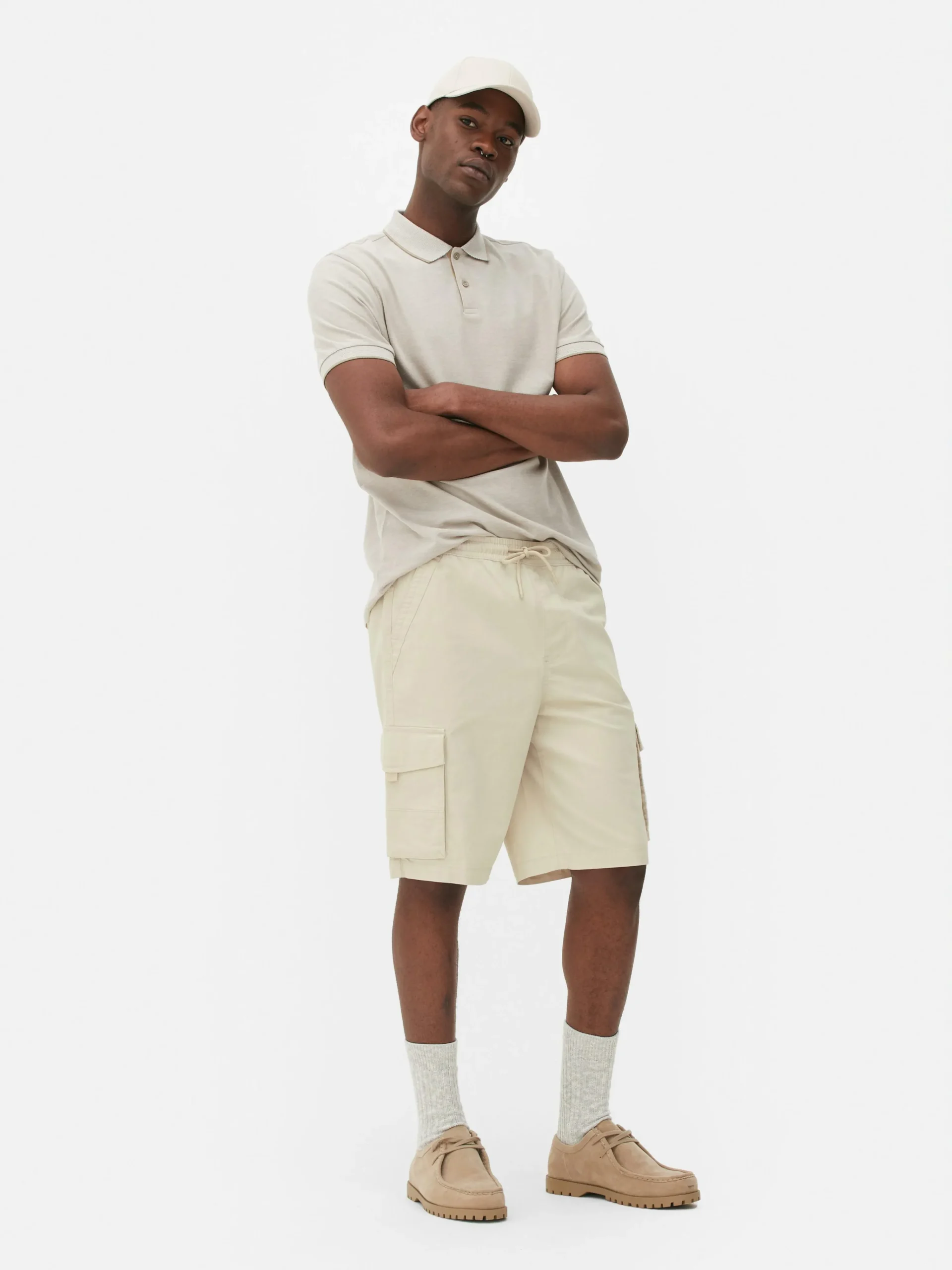 Online Primark Short Cargo Avec Cordon De Serrage Grège