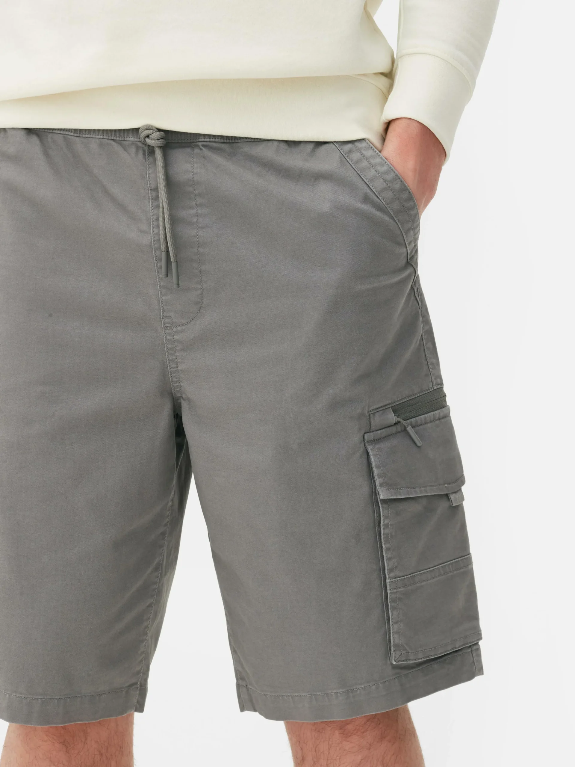 Sale Primark Short Cargo Avec Cordon De Serrage Gris