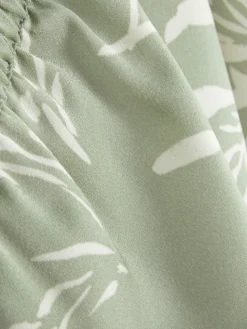 Clearance Primark Short De Pyjama En Satin à Motif Feuilles Vert clair
