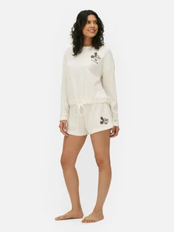 Sale Primark Short De Pyjama Gaufré Disney Mickey Mouse Ivoire