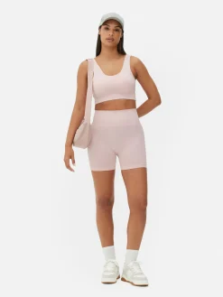 New Primark Short De Yoga Taille Haute Sans Coutures Rose clair