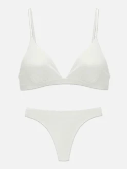 Sale Primark Soutien-gorge Triangle Et String En Microfibre Blanc