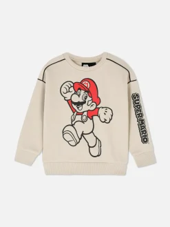 Outlet Primark Sweat-shirt Passepoilé Super Mario à Coordonner Grège