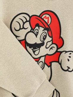 Outlet Primark Sweat-shirt Passepoilé Super Mario à Coordonner Grège