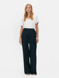 Hot Primark T-shirt à Col En V En Coton Mélangé Blanc