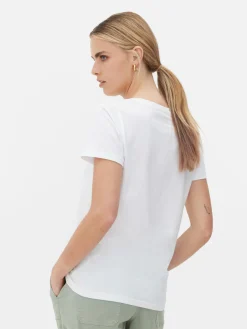 Hot Primark T-shirt à Col En V Et Manches Courtes Blanc